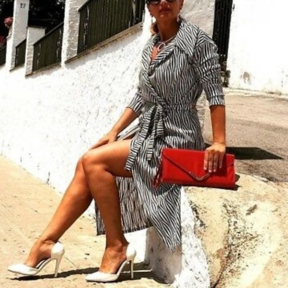 Zara striped shirt wrap dress, NWT, S